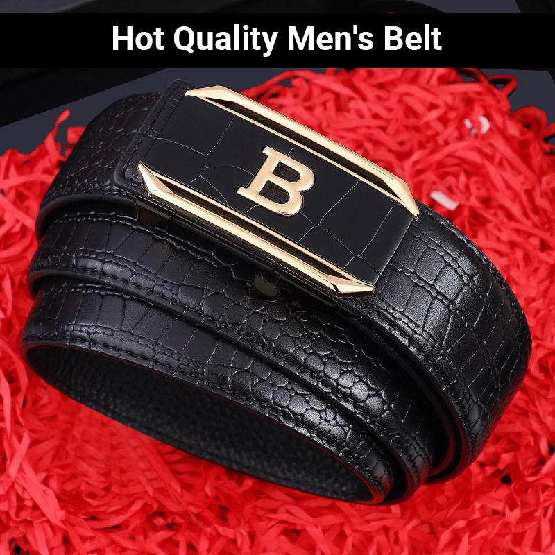 Hot Selling Men Belts Crocodile Pattern Men's Belt High-Quality Automatic Buckle Belt Fashionable Trendy Men's Accessories Casual Business Jeans Belts, Luxury Designer Brands for Men