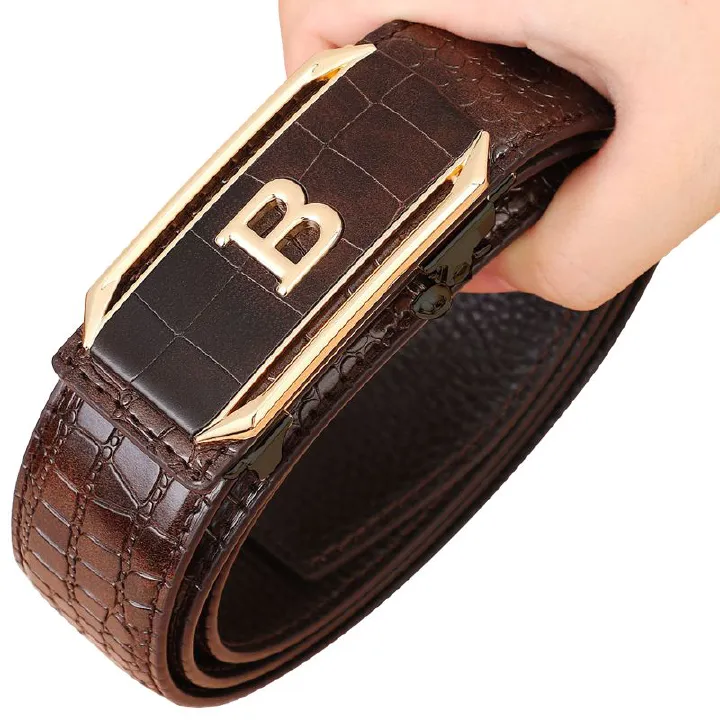 Hot Selling Men Belts Crocodile Pattern Men's Belt High-Quality Automatic Buckle Belt Fashionable Trendy Men's Accessories Casual Business Jeans Belts, Luxury Designer Brands for Men