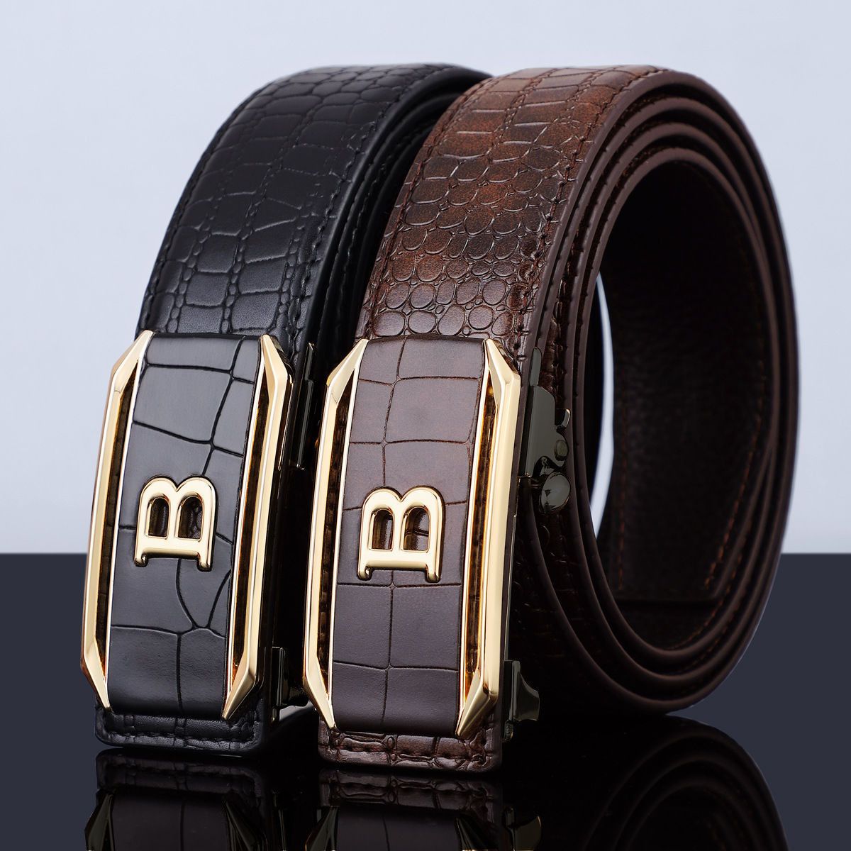 Hot Selling Men Belts Crocodile Pattern Men's Belt High-Quality Automatic Buckle Belt Fashionable Trendy Men's Accessories Casual Business Jeans Belts, Luxury Designer Brands for Men