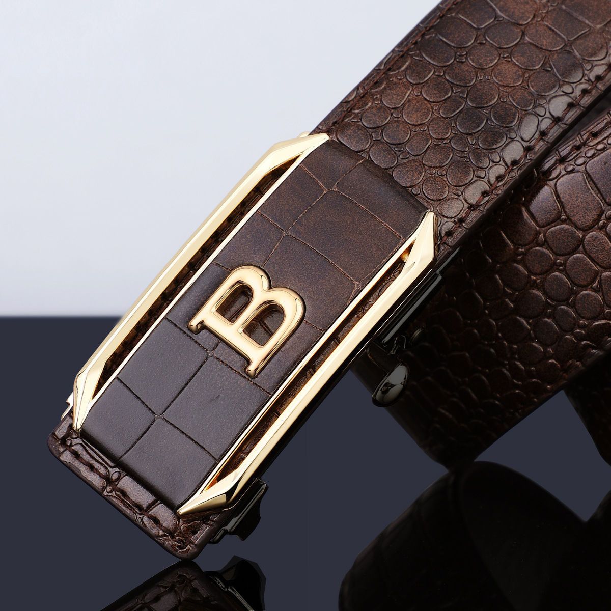 Hot Selling Men Belts Crocodile Pattern Men's Belt High-Quality Automatic Buckle Belt Fashionable Trendy Men's Accessories Casual Business Jeans Belts, Luxury Designer Brands for Men