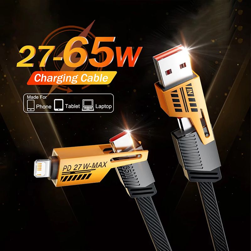 New Upgrade 4-In-1 Charging Cables USB Data Cables iPhone Accessories Suitable For IPhonee, Huawei, Samsung, Xiaomi, OPPO, Realme, ete Charging Cable And Car Data Cable USB Type-C Charging Cable