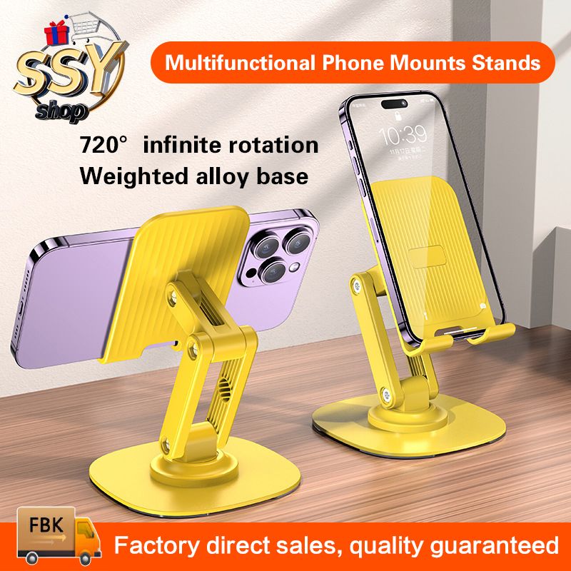 New Upgraded Portable Mobile Phone Holders Tablet Stand for Phone, Dual-axis Metal Base,Angle Height Adjustable Phones Stand,Tripods Mounts, Foldable Cell Phone Stand for Desk Mounts Stands