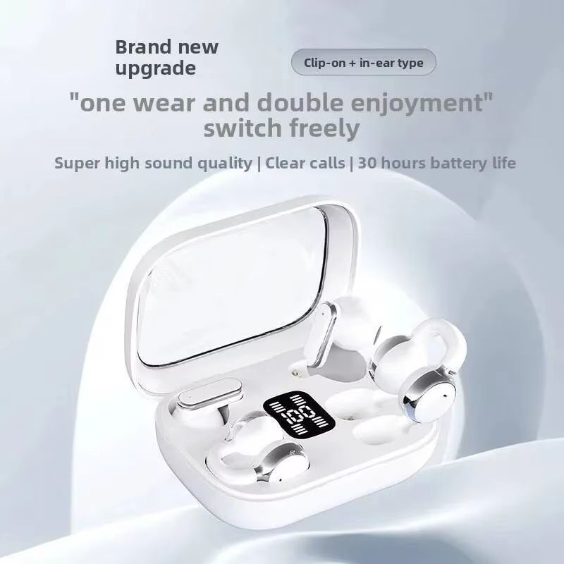 New 2 in 1 Bluetooth Earphones Noise Reduction Earbuds Two Pairs Of Headphones New Arrival Q10 Couple Wireless Earpods Digital Display Power Sports Long Battery Ear Clip Earphone