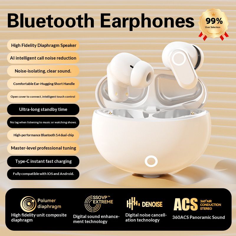 New TWS Wireless Earpods Bluetooth 5.4, In-Ear Noise Cancelling Headphones with Mic, HiFi Stereo Sound, Long Battery Life, Low Latency, Smart Touch, Type-C Fast Charging Bluetooth Earphones,Earbuds