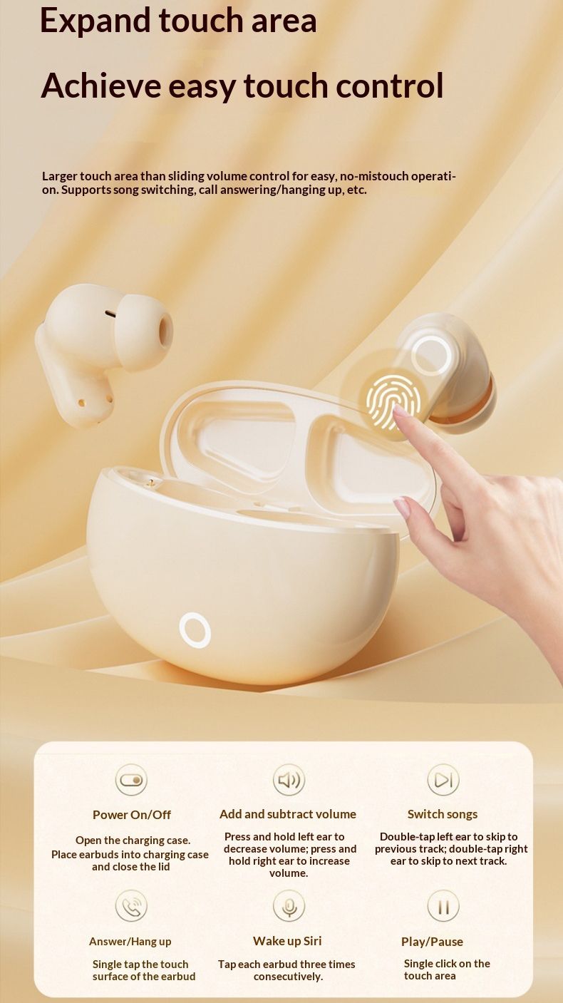 New TWS Wireless Earpods Bluetooth 5.4, In-Ear Noise Cancelling Headphones with Mic, HiFi Stereo Sound, Long Battery Life, Low Latency, Smart Touch, Type-C Fast Charging Bluetooth Earphones,Earbuds