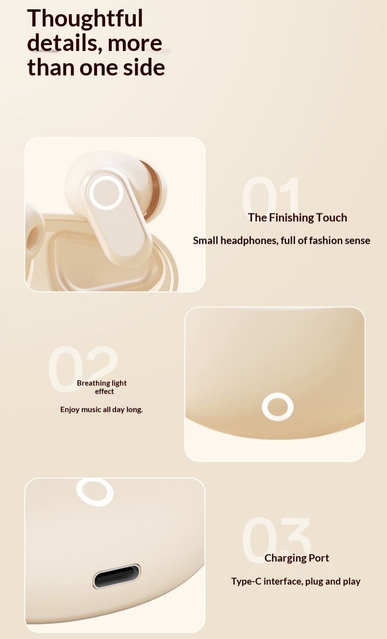 New TWS Wireless Earpods Bluetooth 5.4, In-Ear Noise Cancelling Headphones with Mic, HiFi Stereo Sound, Long Battery Life, Low Latency, Smart Touch, Type-C Fast Charging Bluetooth Earphones,Earbuds