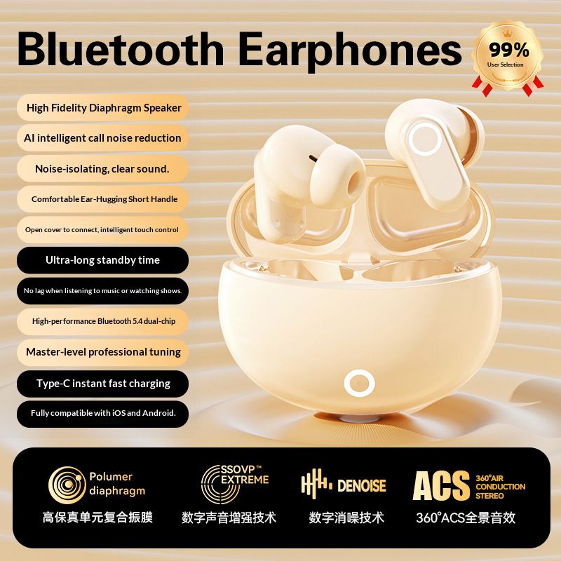 New TWS Wireless Earpods Bluetooth 5.4, In-Ear Noise Cancelling Headphones with Mic, HiFi Stereo Sound, Long Battery Life, Low Latency, Smart Touch, Type-C Fast Charging Bluetooth Earphones,Earbuds