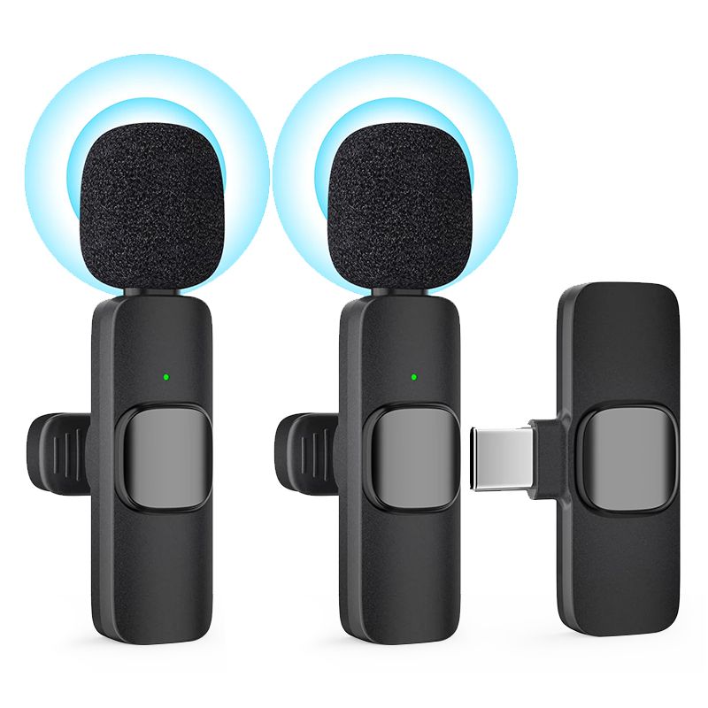 K9 Type-C Wireless Bluetooth Lavalier Microphones Portable Audio Video Recording Mini Mic for Phone Live Broadcast Gaming Mic Wireless Microfone for TIKTOK Youtube FacebookGame Photo Video Accessories