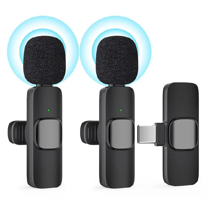 K9 Type-C Wireless Bluetooth Lavalier Microphones Portable Audio Video Recording Mini Mic for Phone Live Broadcast Gaming Mic Wireless Microfone for TIKTOK Youtube FacebookGame Photo Video Accessories