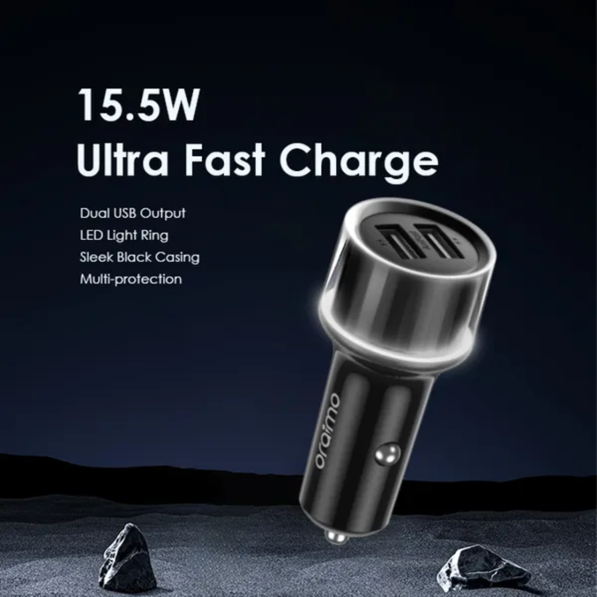 oraimo Highway 15 15.5W Car Charger with 3-in-1 Cable