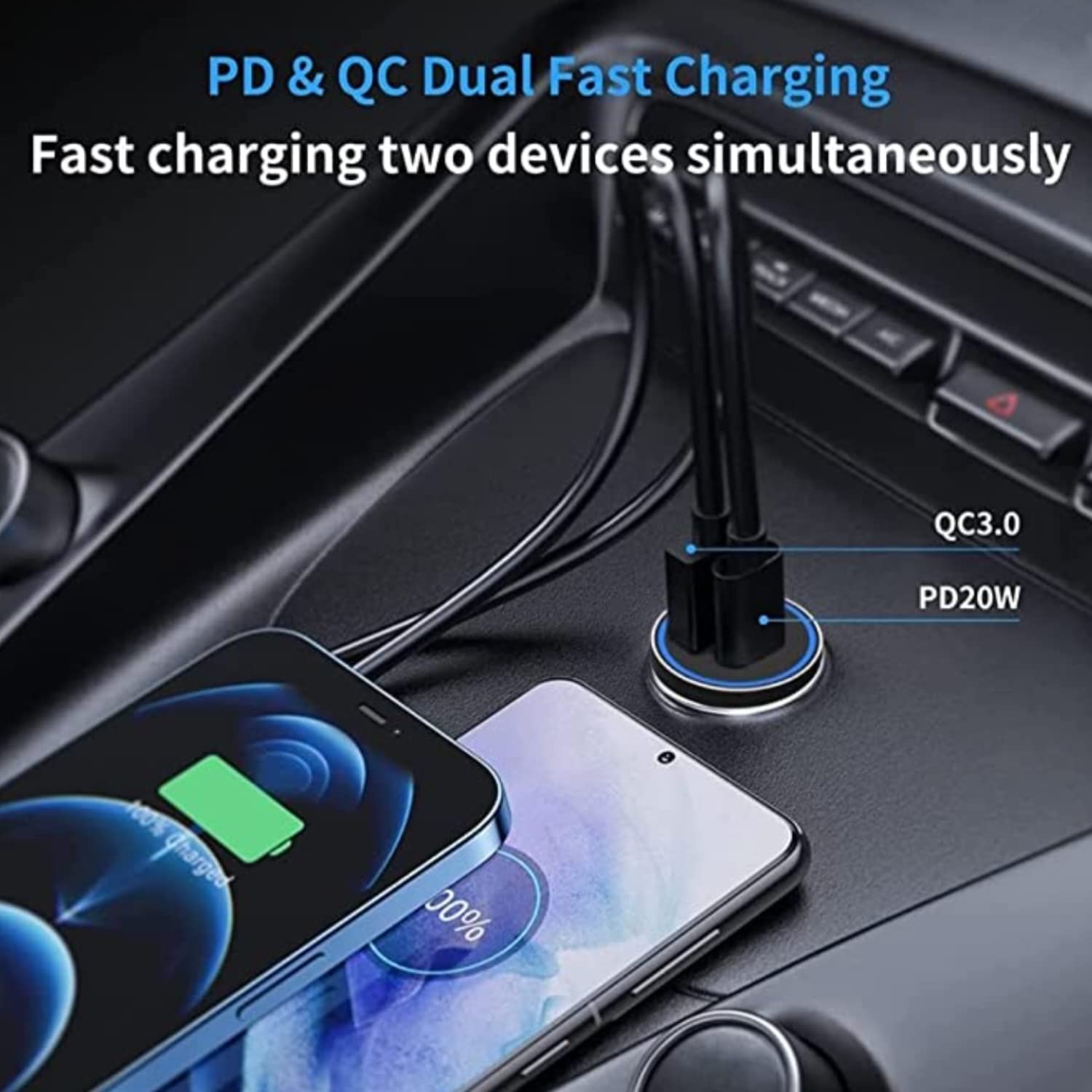 High Speed Budi Car Fast Charger with Type C Charging Port 36W PD 18W Quick Charge 3.0 Compatible with iPhone/Samsung/MI/Oppo/Vivo/Tablets