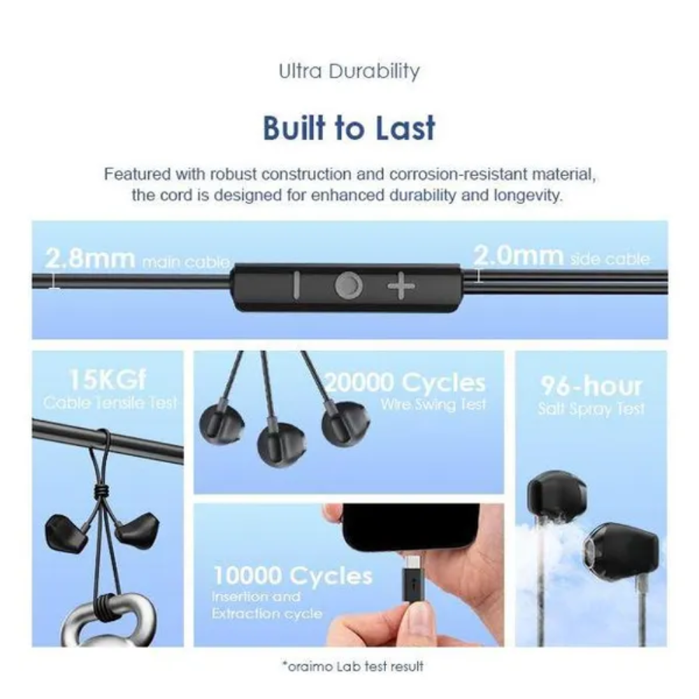 Super Premium Oraimo  Sound Halo Airy Type-C Half In-ear Wired Earphones