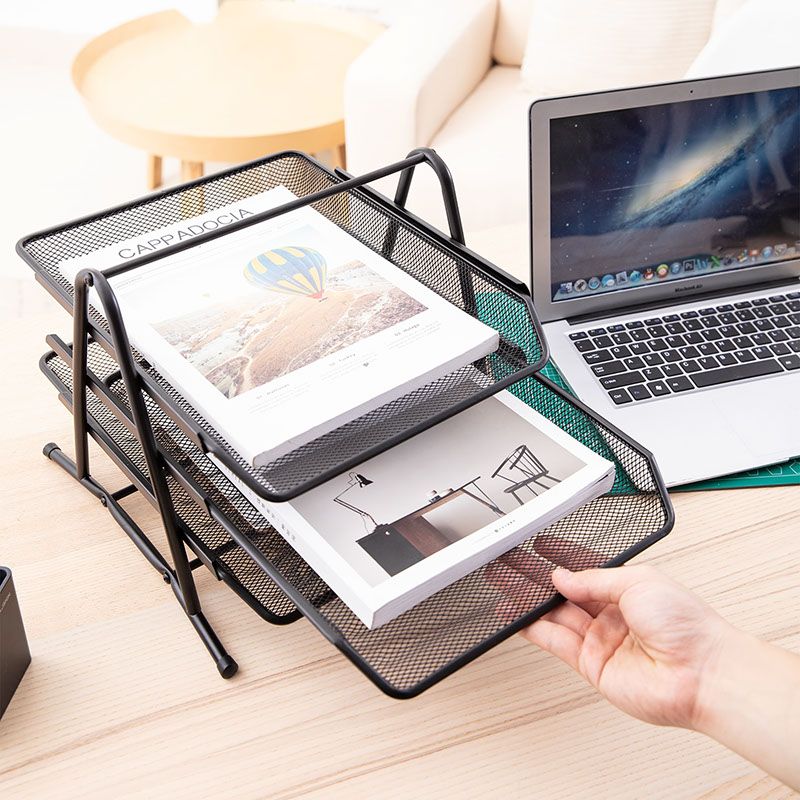 3 Tier Office Filing Trays A4 Document Desk Riser Letter Paper Storage Organiser Magazine Rack Storage