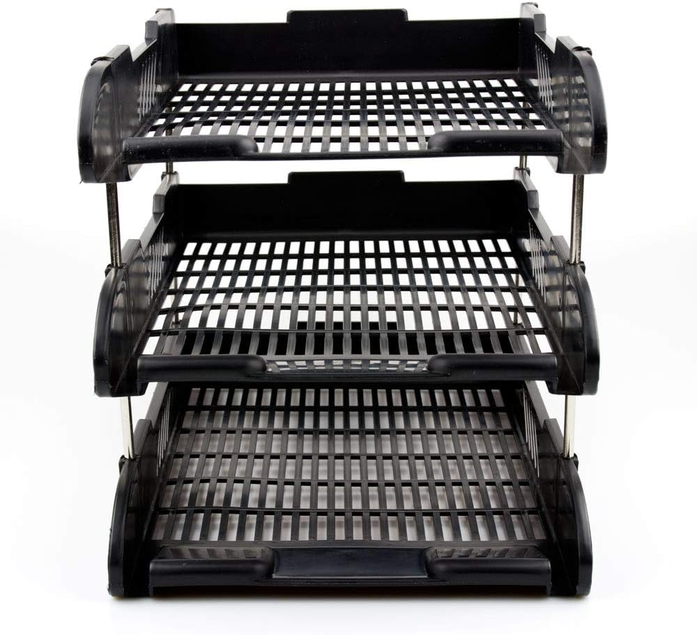 Stackable 3 Tier Office Filing Trays A4 Document Desk Riser Letter Paper Storage Organiser Magazine Rack Storage
