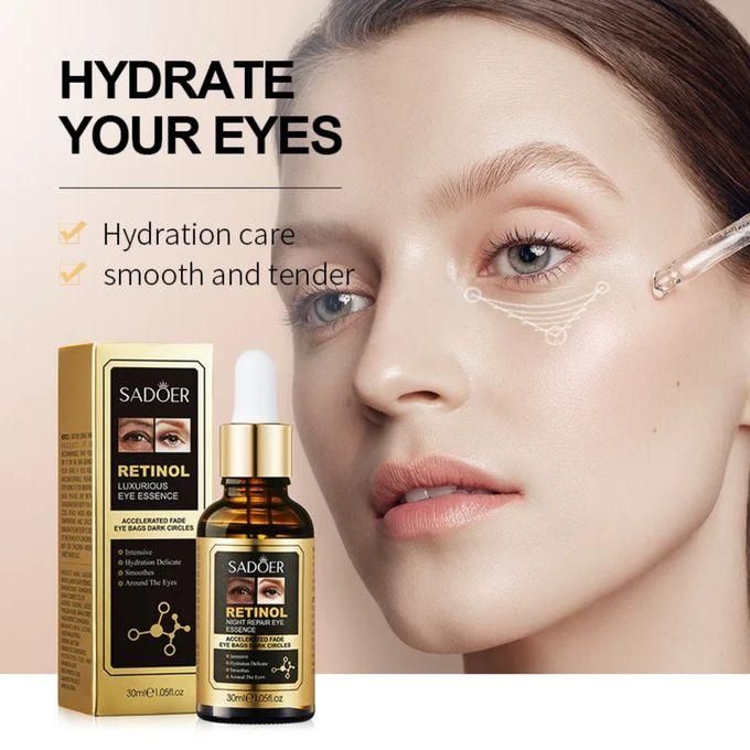 SADOER Retinol Eye Serum - Eye Cream For Dark Circles And Puffy Eyes - Anti Aging Eye Bag Removal Fade Fine Line Wrinkle - Reduce Crow Feet Hydrate Moisturize Essence For Sagging Skin - Suitable For A
