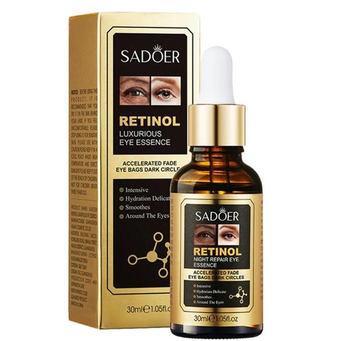 SADOER Retinol Eye Serum - Eye Cream For Dark Circles And Puffy Eyes - Anti Aging Eye Bag Removal Fade Fine Line Wrinkle - Reduce Crow Feet Hydrate Moisturize Essence For Sagging Skin - Suitable For A