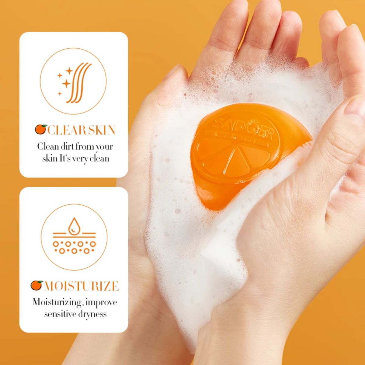 SADOER Body And Face Vitamin C Soap, Vitamin C Black Spots Whitening Soap, Removes Dirt, Whiten Black Spots, Fade Dark Marks, Brighten Skin,