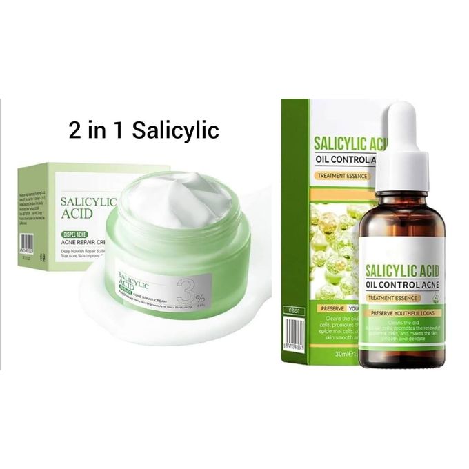 SADOER Salicylic Acid Cream + Serum for Face Shrink Pores, Gentle Exfoliating, Salicylic Acid for Anti Acne, Pimple, Spot, Blackhead Salicylic Acid Acne Treatment Essence