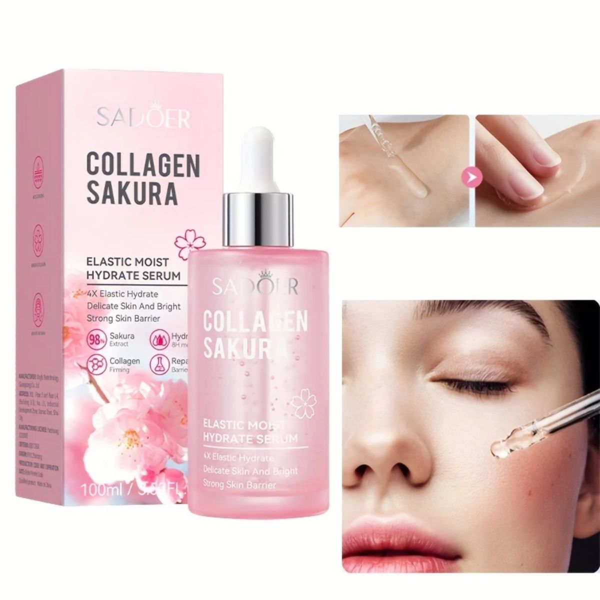 Glow Beauty Cherry Blossoms Collagen Skincare Face Serums,for Hydrating Moisturize Oil Control Products For Women Cherry Blossom Essence For Dry And Oily Skin