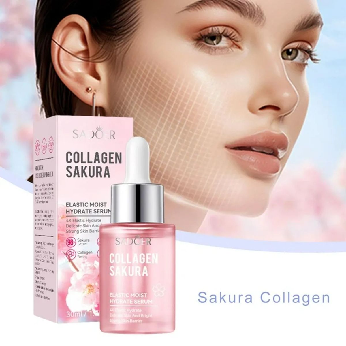 Glow Beauty Cherry Blossoms Collagen Skincare Face Serums,for Hydrating Moisturize Oil Control Products For Women Cherry Blossom Essence For Dry And Oily Skin