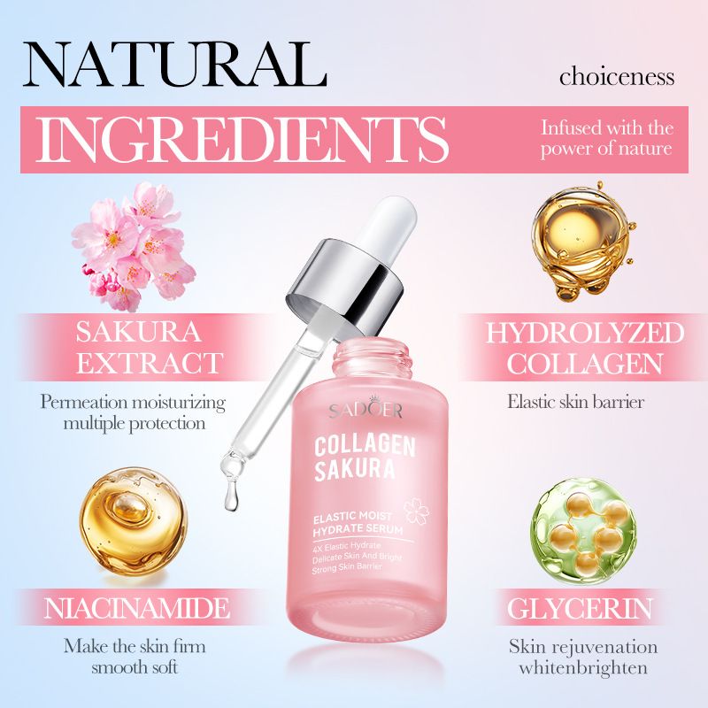 Glow Beauty Cherry Blossoms Collagen Skincare Face Serums,for Hydrating Moisturize Oil Control Products For Women Cherry Blossom Essence For Dry And Oily Skin