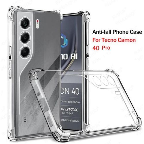 Camon 40 Pro Back Cover Luxury Transparent, Clear And Colorless with Steel Film Shockproof Protection Phone Case/ cove