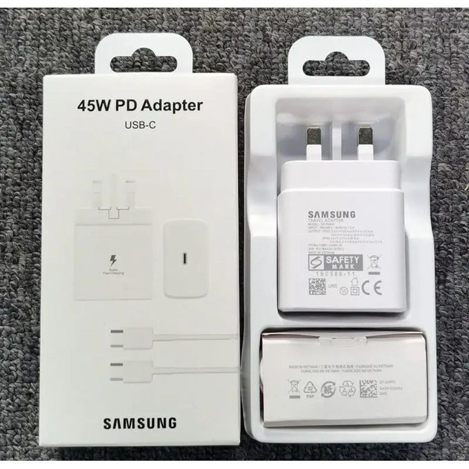 Samsung 45Watts Super Fast C To C Charger For Galaxy A06, A16, A26, A36, A56, A05, A05s, A14, A15, A23, A24, A25, A33, A34, A35, A53, A54, A55, A07, A17