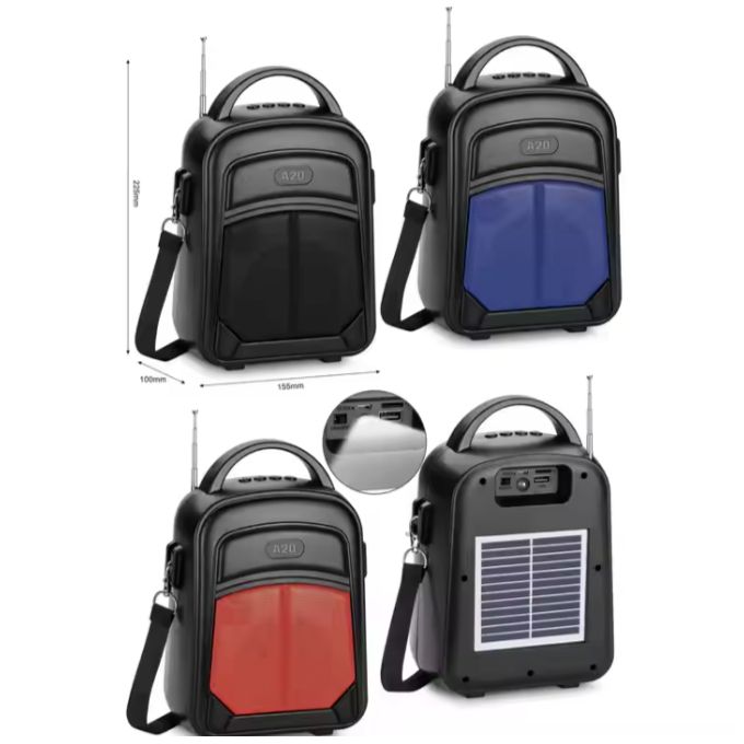 TWS FM Radio And Wireless Heavy Bass Speaker (Bag Designed) With Solar Panels Charging Wireless Bluetooth Speaker Stereo Subwoofer Portable Speaker Radio/TF/USB