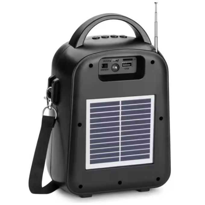 TWS FM Radio And Wireless Heavy Bass Speaker (Bag Designed) With Solar Panels Charging Wireless Bluetooth Speaker Stereo Subwoofer Portable Speaker Radio/TF/USB