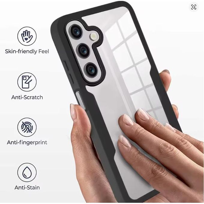 Samsung Galaxy A16 Cover Luxury Shockproof Heavy Protection Transparent Phone Case with Black Edges Clear and Colorless Heavy Protection Soft Bumper Cover