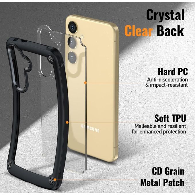 Samsung Galaxy A16 Cover Luxury Shockproof Heavy Protection Transparent Phone Case with Black Edges Clear and Colorless Heavy Protection Soft Bumper Cover