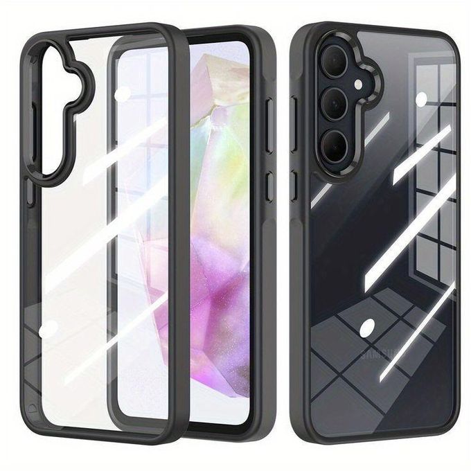 Samsung Galaxy A16 Cover Luxury Shockproof Heavy Protection Transparent Phone Case with Black Edges Clear and Colorless Heavy Protection Soft Bumper Cover