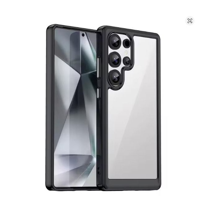 Samsung Galaxy S24 Ultra Back Cover Transparent, Clear And Colorless With Black Edges Unique Premium Heavy Duty Protection Comfortable Grip Phone Case/ Cover