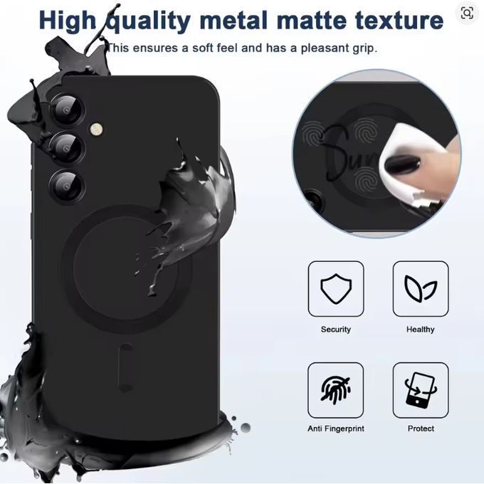 Samsung Galaxy S25 Black Magsafe Soft Feel Premium And Heavy Protection Phone Case/ Cover