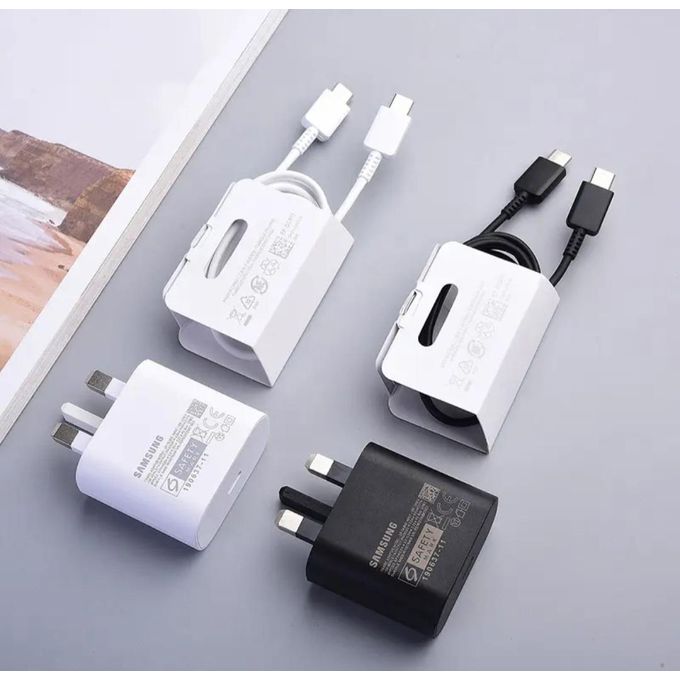 Samsung 25 Watts TYPE C to C Super Fast Charger Galaxy S20 Plus, S20 Ultra,S21 Plus,S21 Ultra, S22, S22Plus, S22 Ultra, S23, S23 Ultra, S24, S24 Plus, S24 Ultra, Note 10 Plus, Tab S8, S25, S25 Ultra,