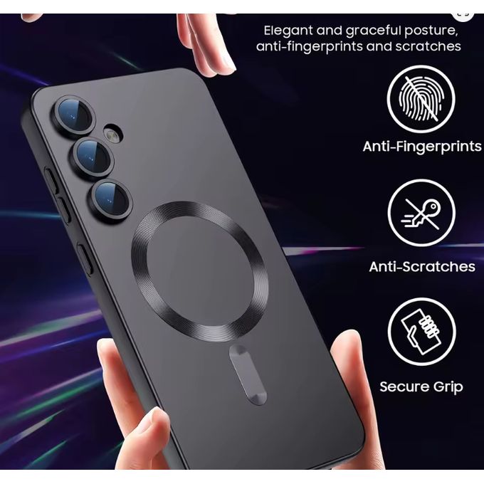 Samsung Galaxy S25 Black Magsafe Soft Feel Premium And Heavy Protection Phone Case/ Cover