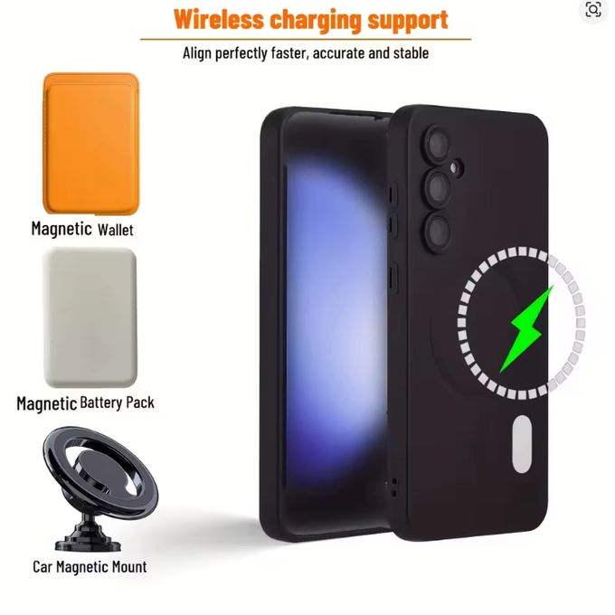 Samsung Galaxy S25 Black Magsafe Soft Feel Premium And Heavy Protection Phone Case/ Cover