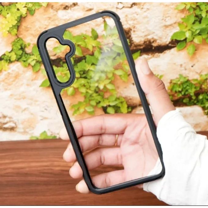 Samsung Galaxy A55 Clear, Transparent and Colorless with Black edges New Skin Unique and Stylish Phone Case/ Cover