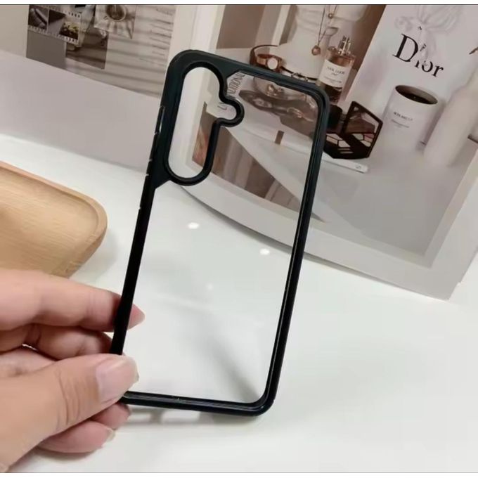 Samsung Galaxy A55 Clear, Transparent and Colorless with Black edges New Skin Unique and Stylish Phone Case/ Cover