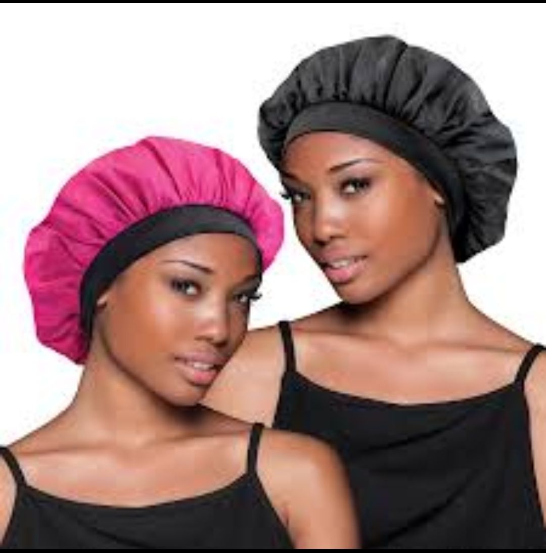 2pcs Satin Hair Bonnet / Sleeping Cap / Bonnet Cap / Satin Headwrap Night Sleep Bonnet Unisex with wide Soft Elastic Band