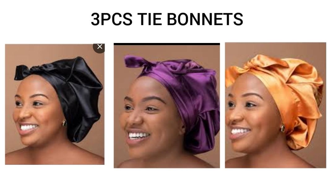 3pcs Limited Stock Satin Bonnet Sleeping Cap Silky Hats Adjustable cap for Curly Hair Bonnet with Tie Band