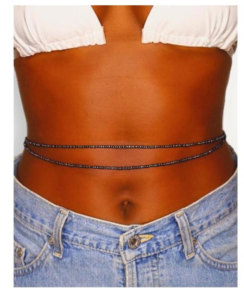 3pcs Fashionable Black Waist Beads for Women – Handmade African Beaded Waist Chain Jewelry– Adjustable Body Jewelry for Fashion, Weight Tracking & Everyday Confidence