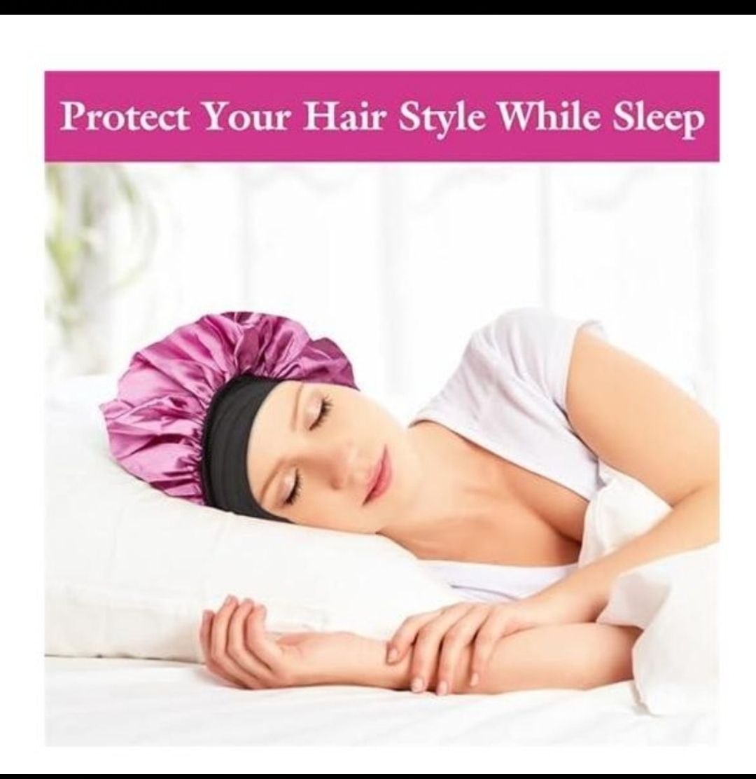 2pcs Satin Hair Bonnet / Sleeping Cap / Bonnet Cap / Satin Headwrap Night Sleep Bonnet Unisex with wide Soft Elastic Band