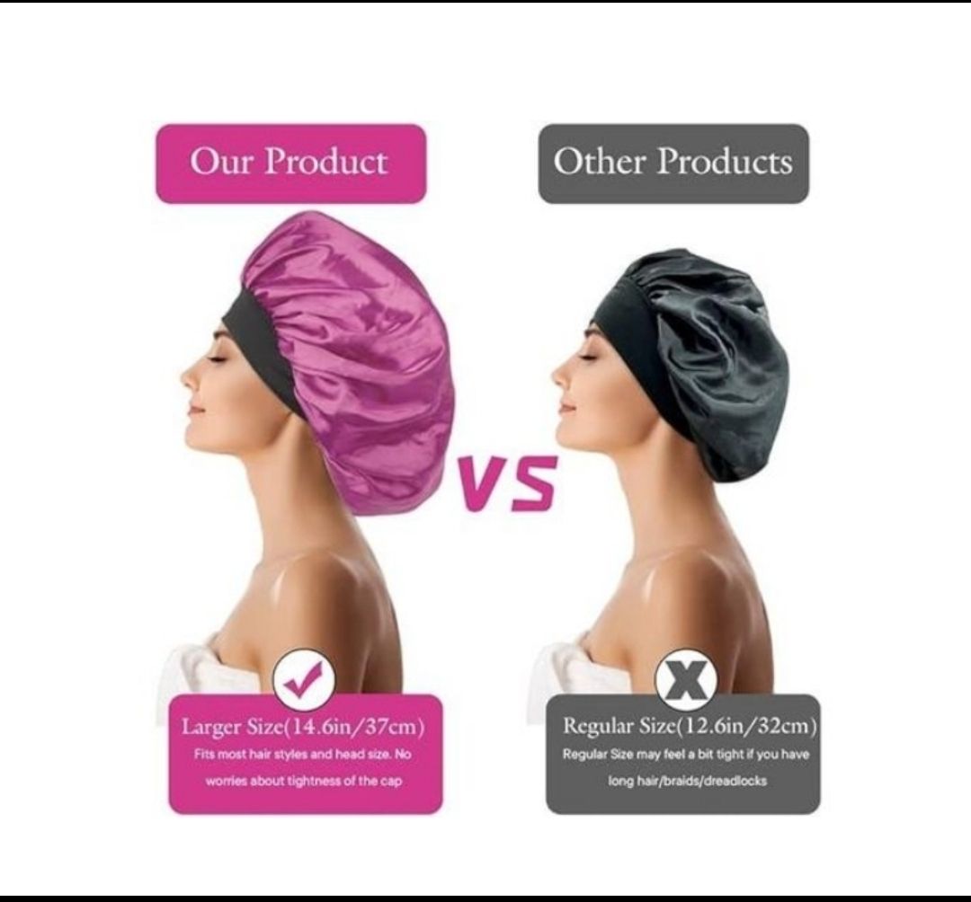 2pcs Satin Hair Bonnet / Sleeping Cap / Bonnet Cap / Satin Headwrap Night Sleep Bonnet Unisex with wide Soft Elastic Band