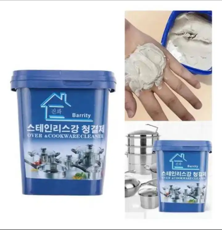 Cookware Paste cleaner suitable for metal and wrought iron surfaces it to remove rust, dirt, burn marks, stains and more