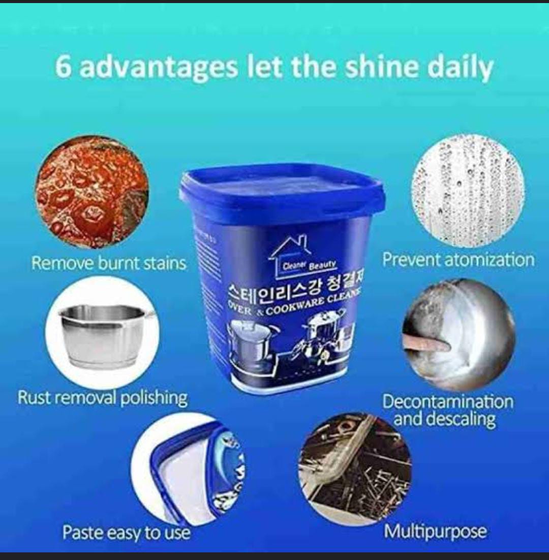 Cookware Paste cleaner suitable for metal and wrought iron surfaces it to remove rust, dirt, burn marks, stains and more