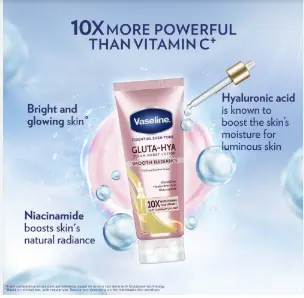 Vaseline Gluta Hya Serum Burst UV Lotion Overnight Dewy Radiance Flawless Glow, Vaseline Gluta Hya Flawless Glow - Skin Brightening & Hydrating Body Lotion,Vaseline Gluta-hya Overnight Radiance Repair