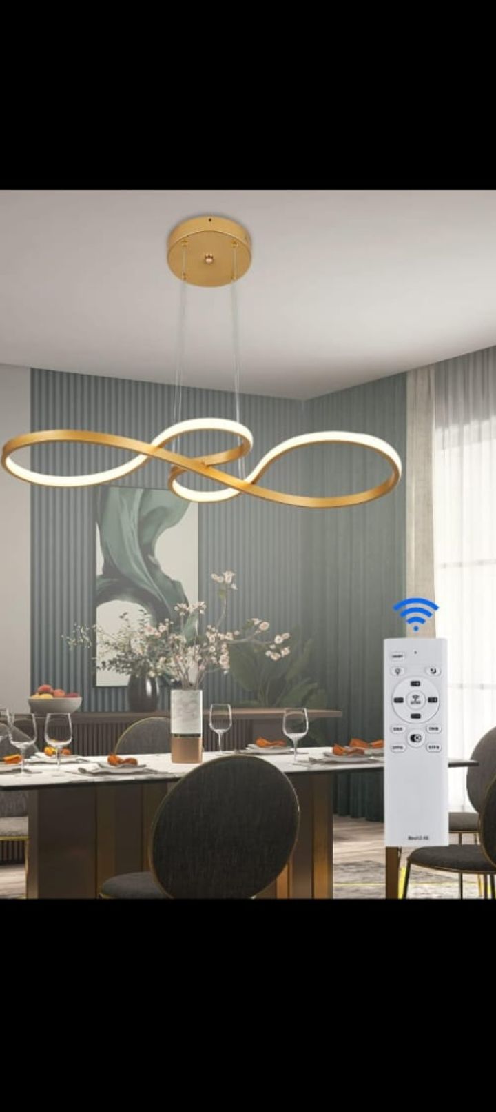 Modern LED Hanging Light, Island Lights Simple Chandelier Lamp Height Adjustable Pendant Light, Suitable for Living Room Bedroom Dining Room Ceiling Light, Gold