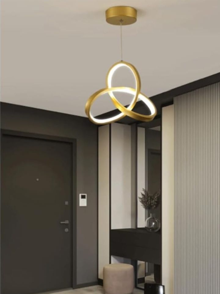 Modern LED Hanging Light, Island Lights Simple Chandelier Lamp Height Adjustable Pendant Light, Suitable for Living Room Bedroom Dining Room Ceiling Light, Gold