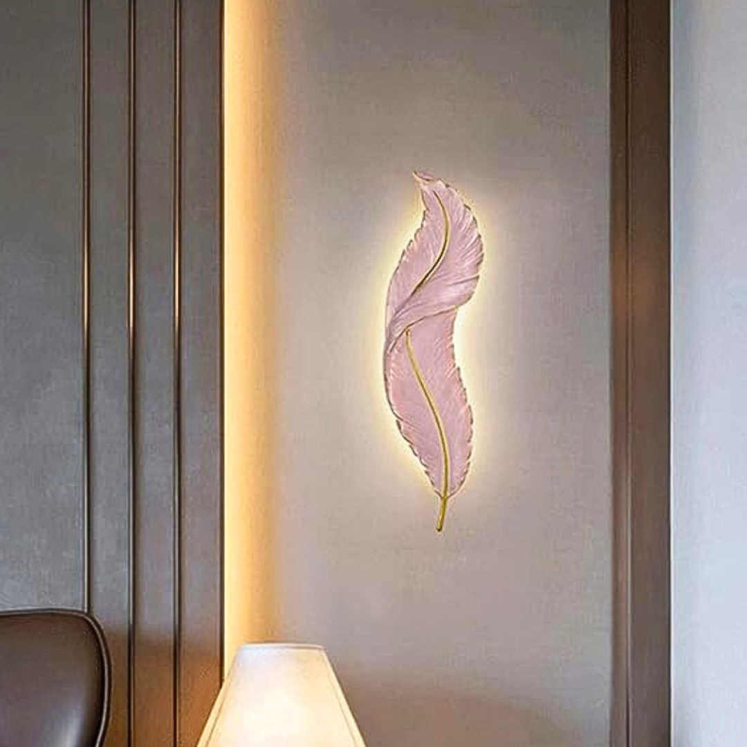 CITRA 600MM Led Resin Pink Feather Room Wall Light – Warm White